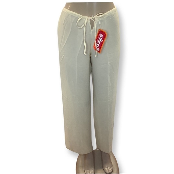 Zuliana Size Medium Baby Yellow Sheer Waist Tie Beach Pants. Made in USA. New - Picture 1 of 5
